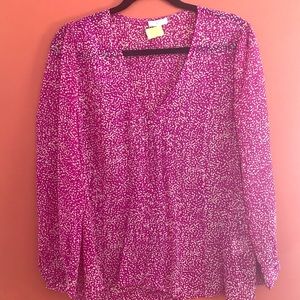 Joie “Calvina” Printed Silk Blouse Pink/M